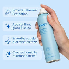 Aquage Beyond Shine spray-dispense nozzle delivers an even mist for smooth results.