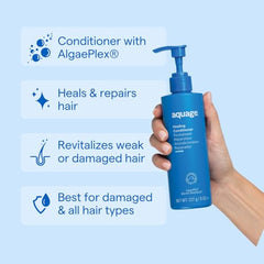 Aquage Healing Conditioner bottle-angle emphasizes premium formula for nourishing sea botanicals.
