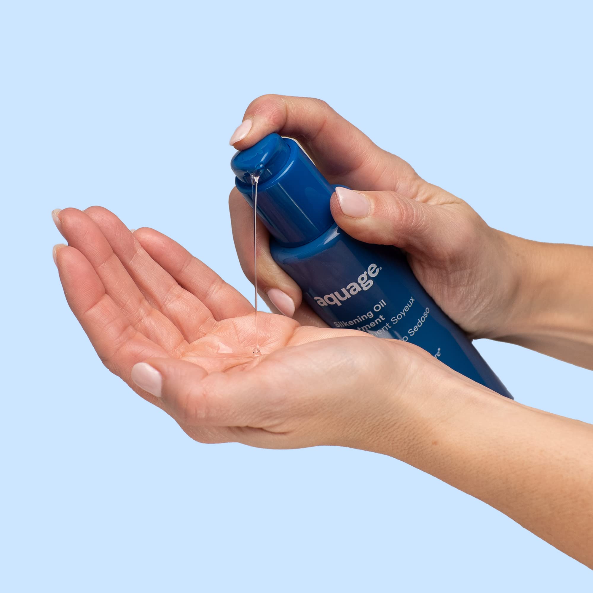 Shiny finish on hair after Aquage SeaExtend Silkening Oil Treatment application