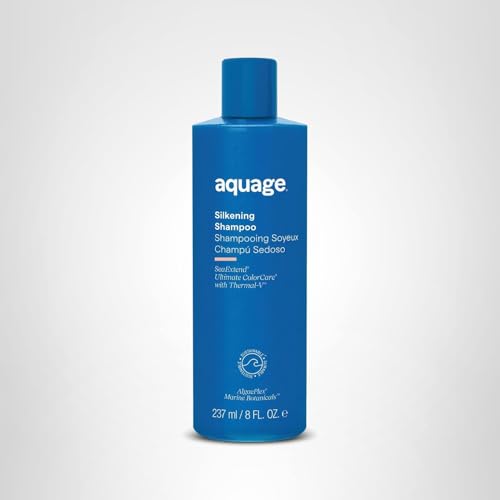 AQUAGE SeaExtend Silkening Shampoo daily-use scene suggests easy morning routine.