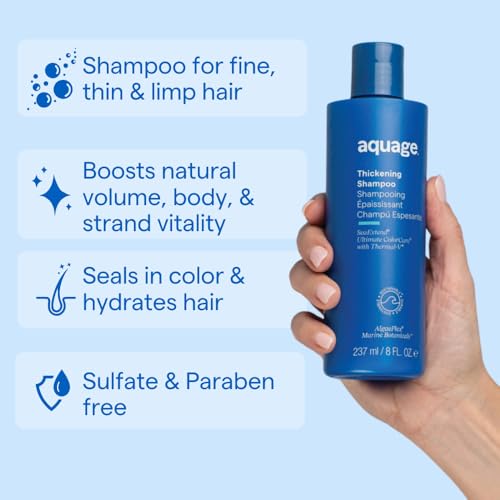 Aquage SeaExtend Thickening Shampoo lather demonstrates gentle cleansing for fine hair