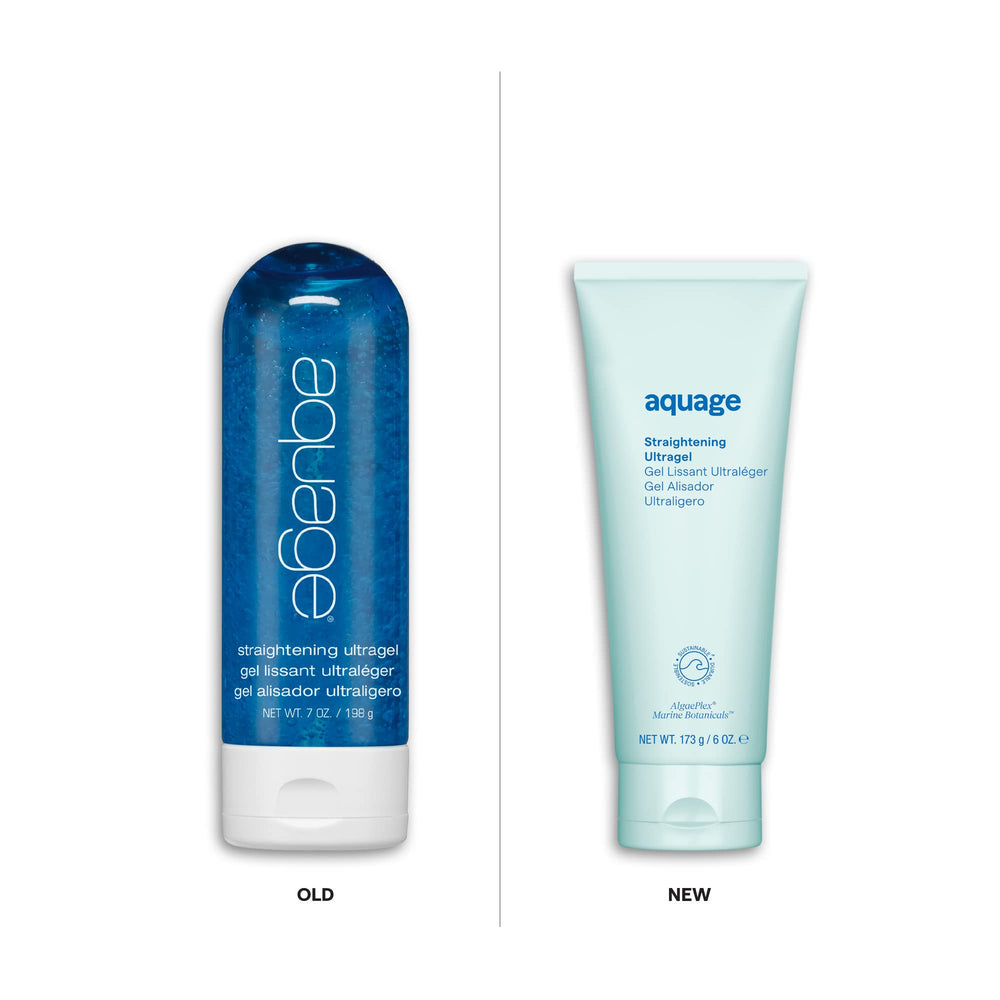 Aquage Straightening Ultragel hair-silky-straight close-up highlights frizz-free shine.