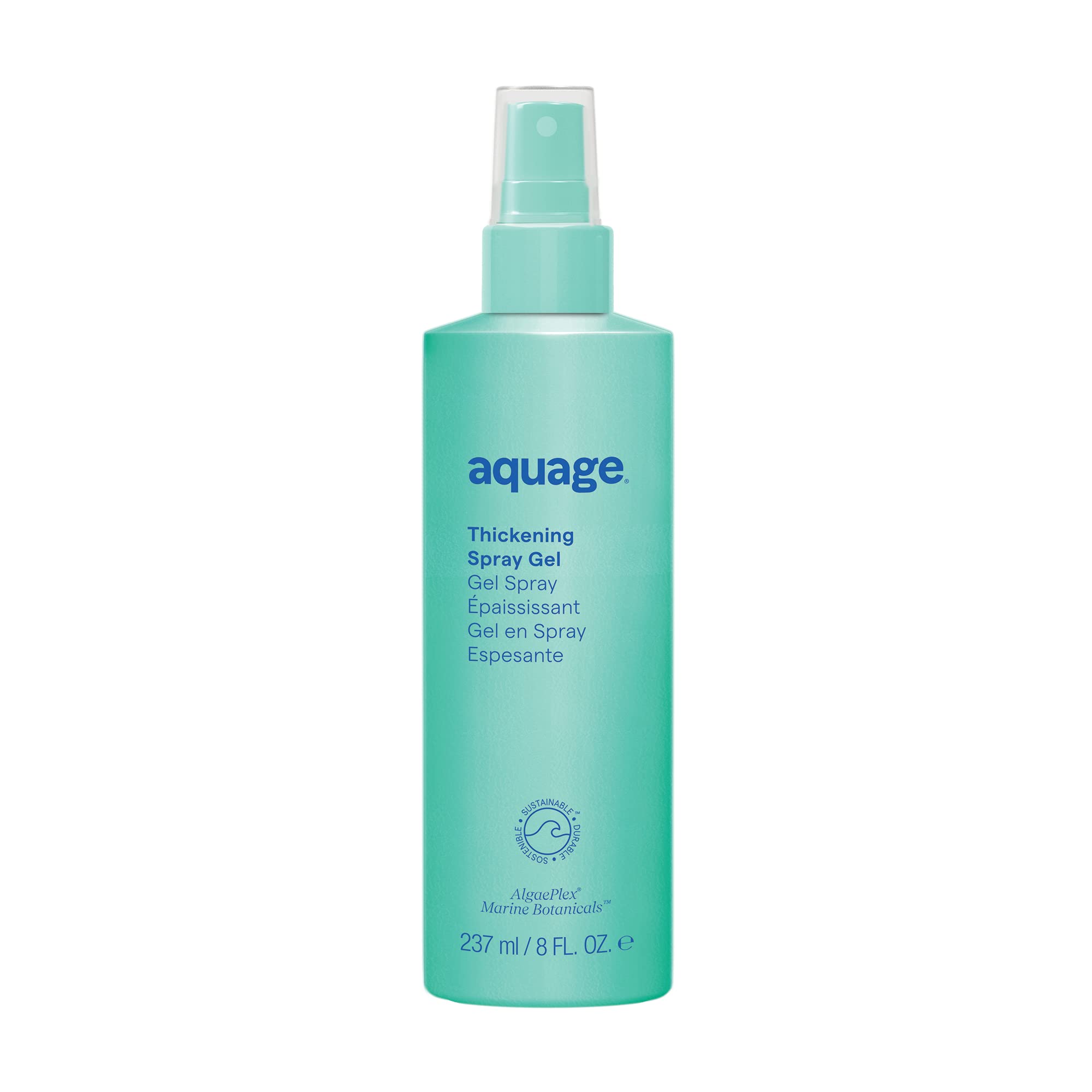 Aquage Thickening Spray Gel bottle shows sea botanicals for volume