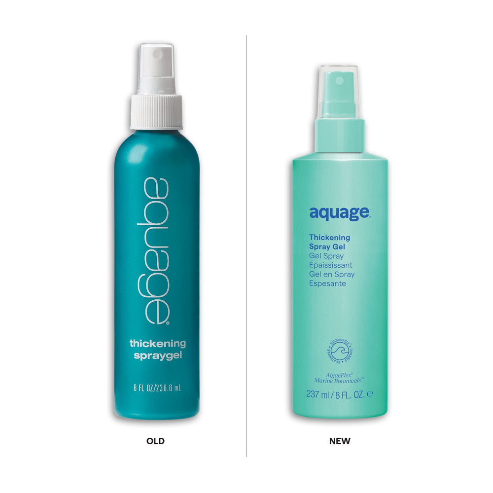 Aquage Thickening Spray Gel nozzle dispense close view highlights quick, even coverage