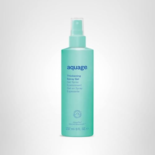Aquage Thickening Spray Gel packaging on shelf communicates premium sea-inspired brand