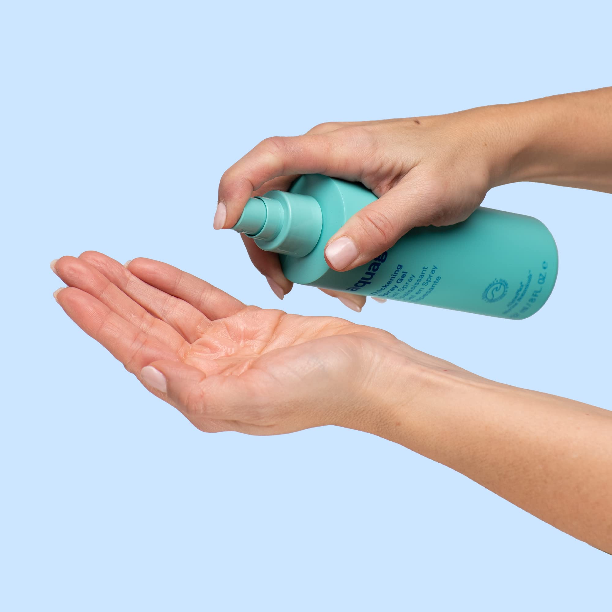 Aquage Thickening Spray Gel sea botanicals close-up emphasizes nourishing styling care