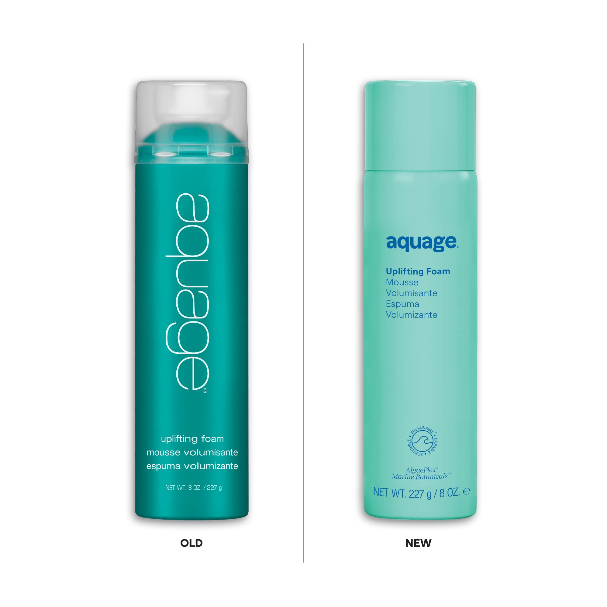 Aquage Uplighting Foam dispenser action demonstrates easy pump application.