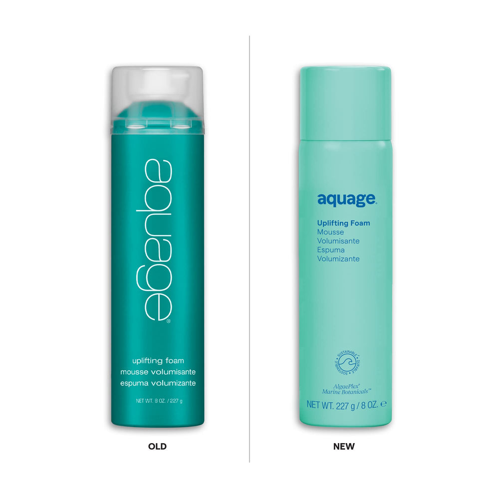 Aquage Uplighting Foam dispenser action demonstrates easy pump application.