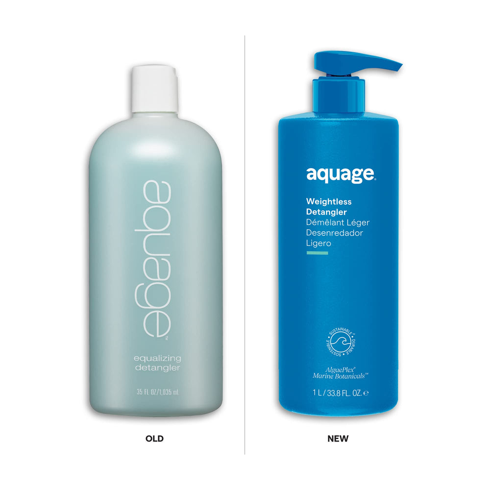 Aquage Weightless Detangler being applied to hair for easy detangling.