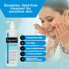 Aquanil non-comedogenic cleanser close-up—gentle care for sensitive pores.