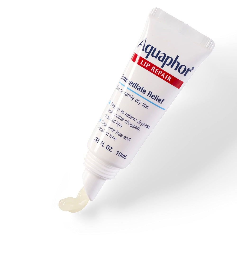 Application of Aquaphor on lips showing immediate soothing benefit