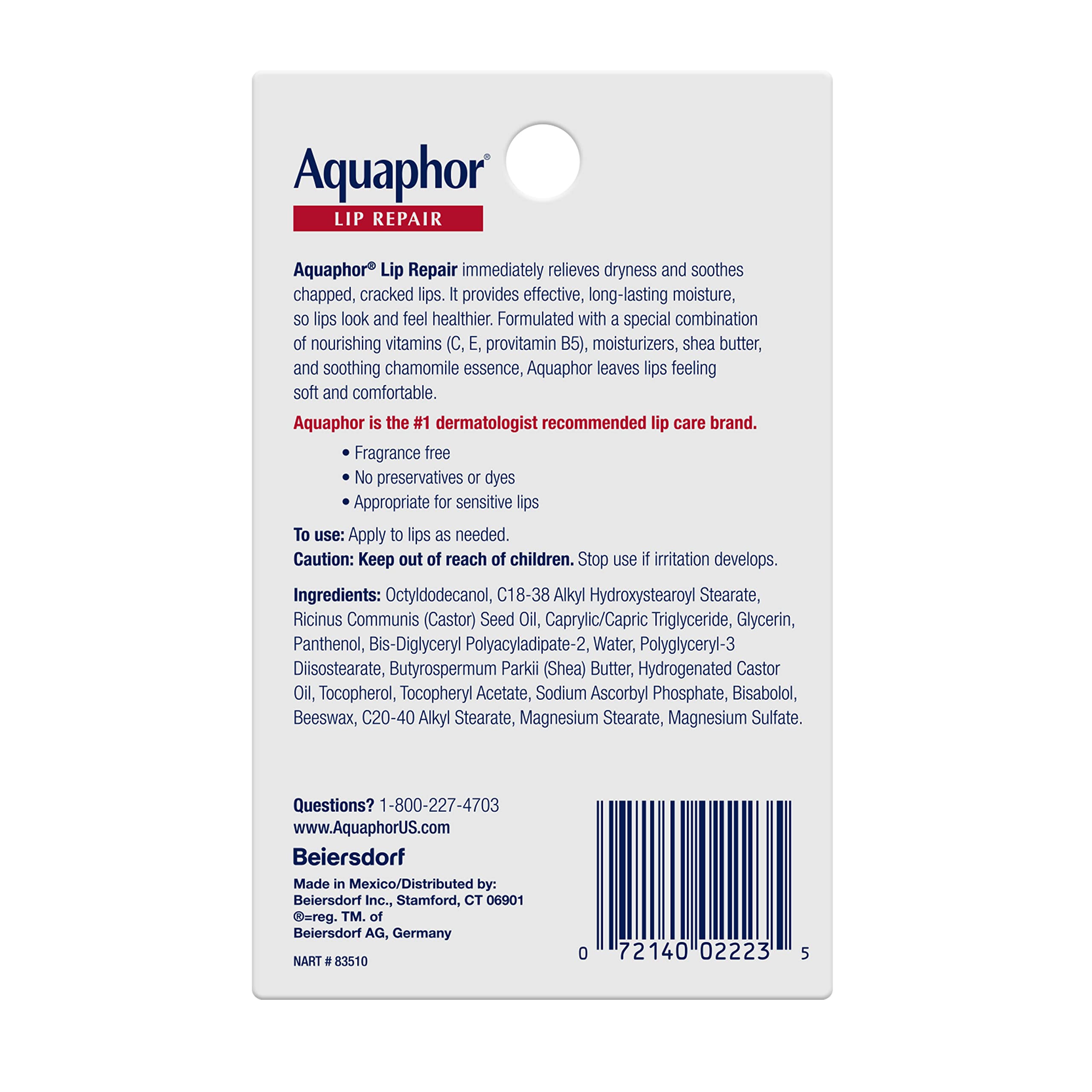 Aquaphor tube on bedside table portraying nightly lip care routine