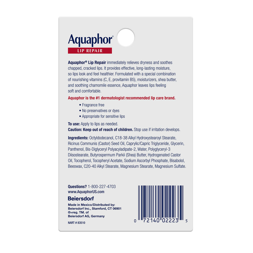 Aquaphor tube on bedside table portraying nightly lip care routine
