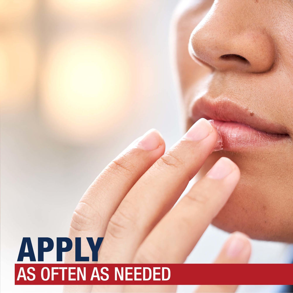 Aquaphor Healing Ointment used as lip care for chapped lips.