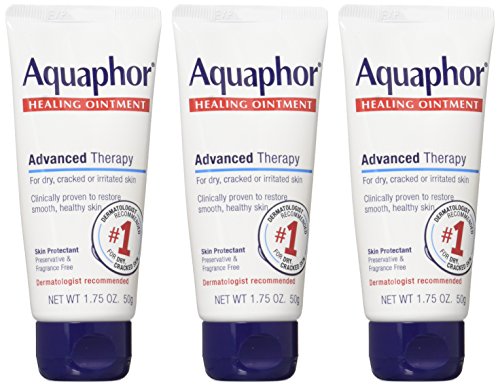Aquaphor Healing Skin Ointment tubes close-up for quick moisture.