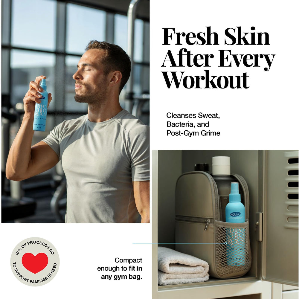Aquia HOCl skin solution bottle emphasizing versatile facial and body care.