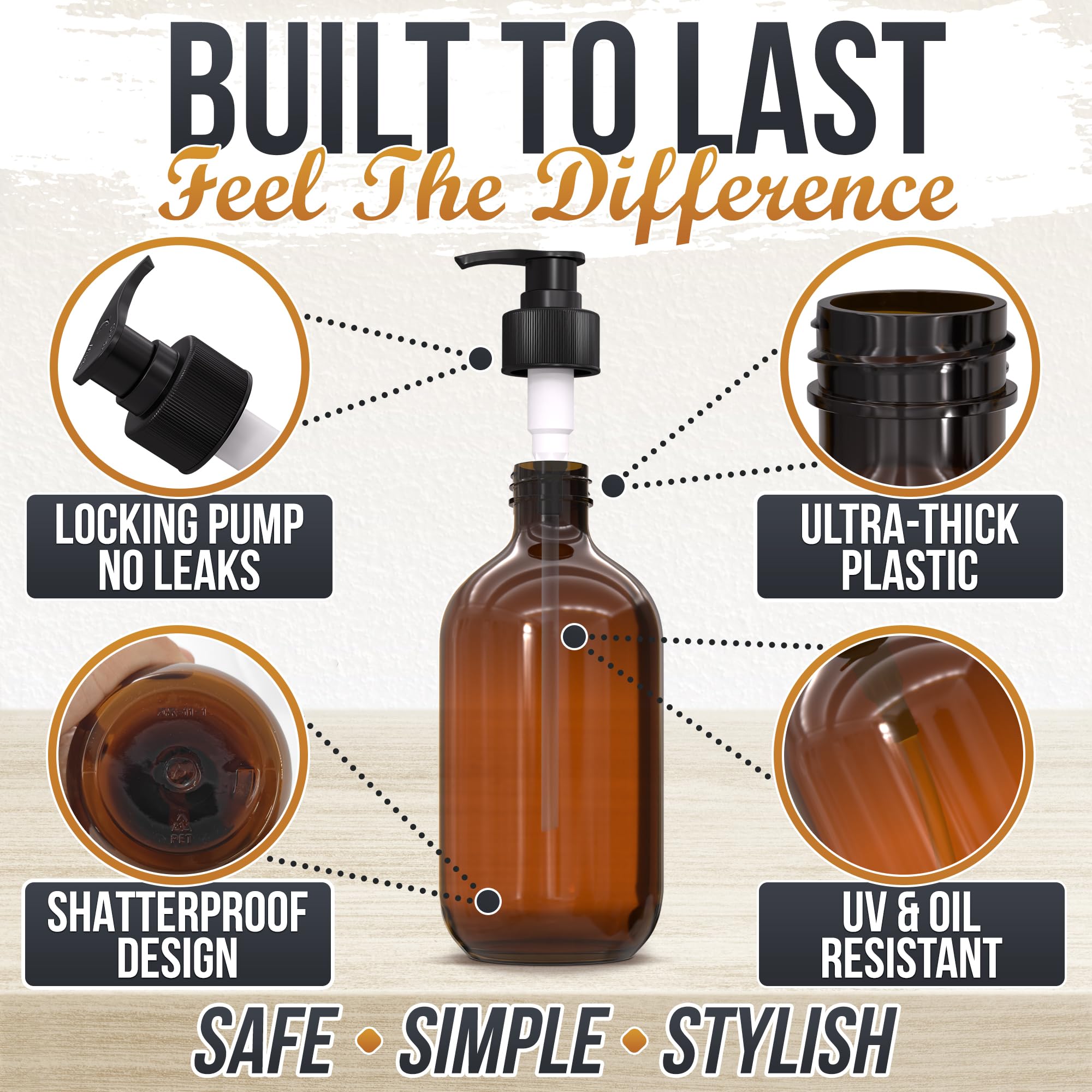 Aquue amber bottles set includes three wide-mouth refilling-friendly containers.