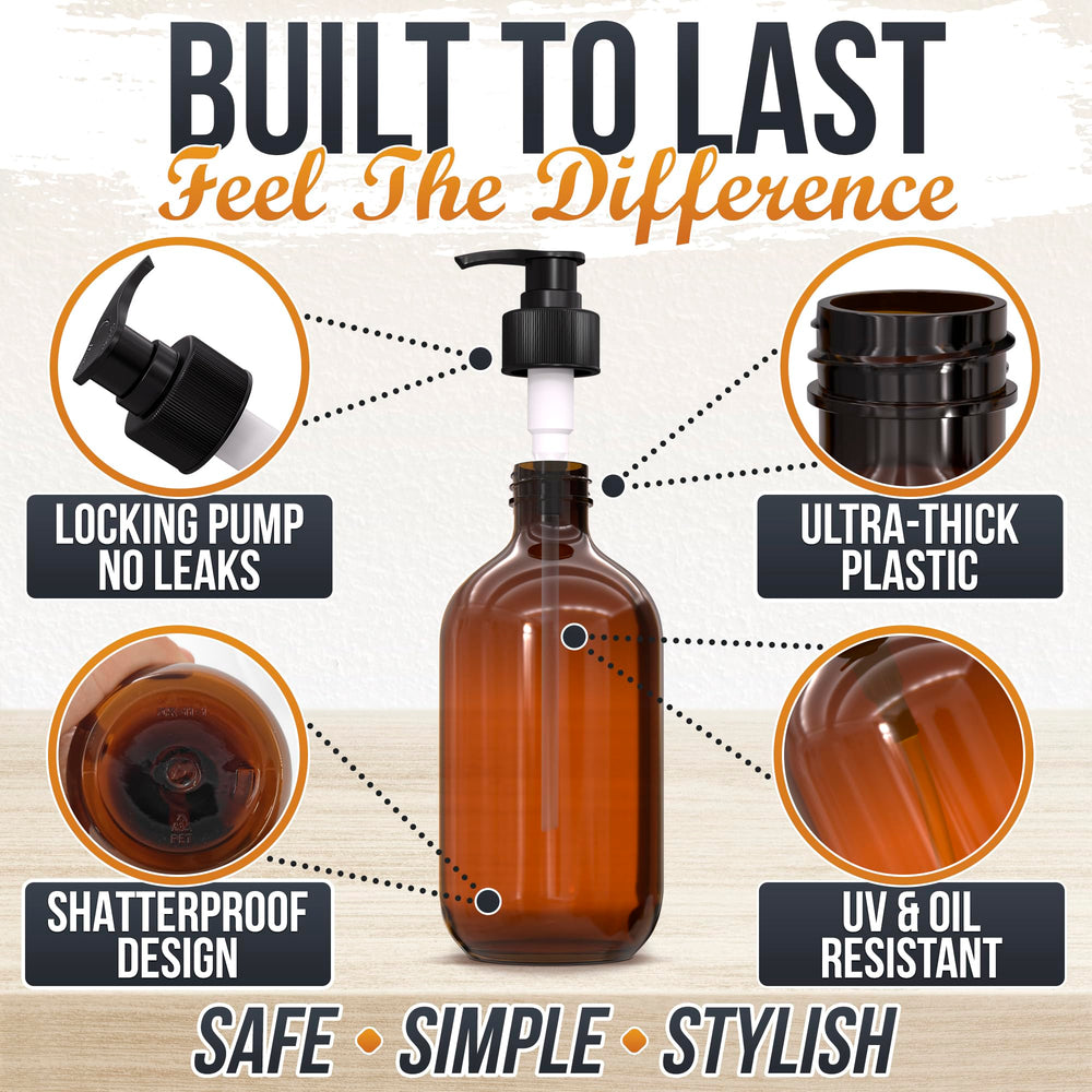 Aquue amber bottles set includes three wide-mouth refilling-friendly containers.