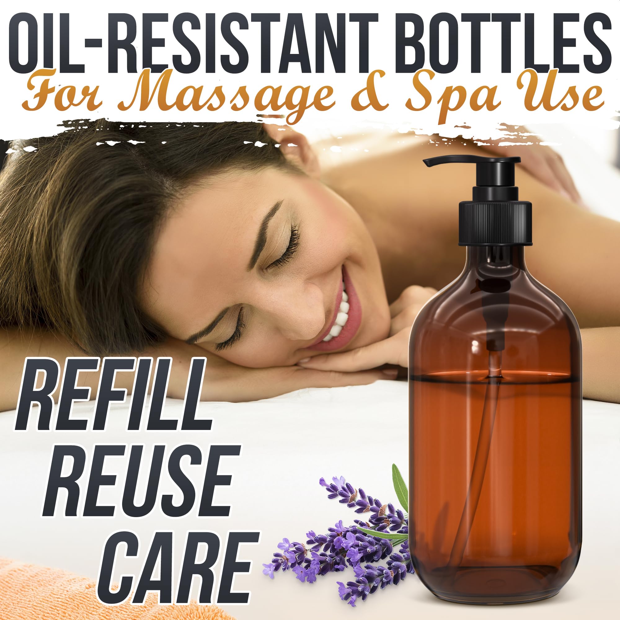 Aquue amber pump bottles are great for shampoo, lotion, or body wash.