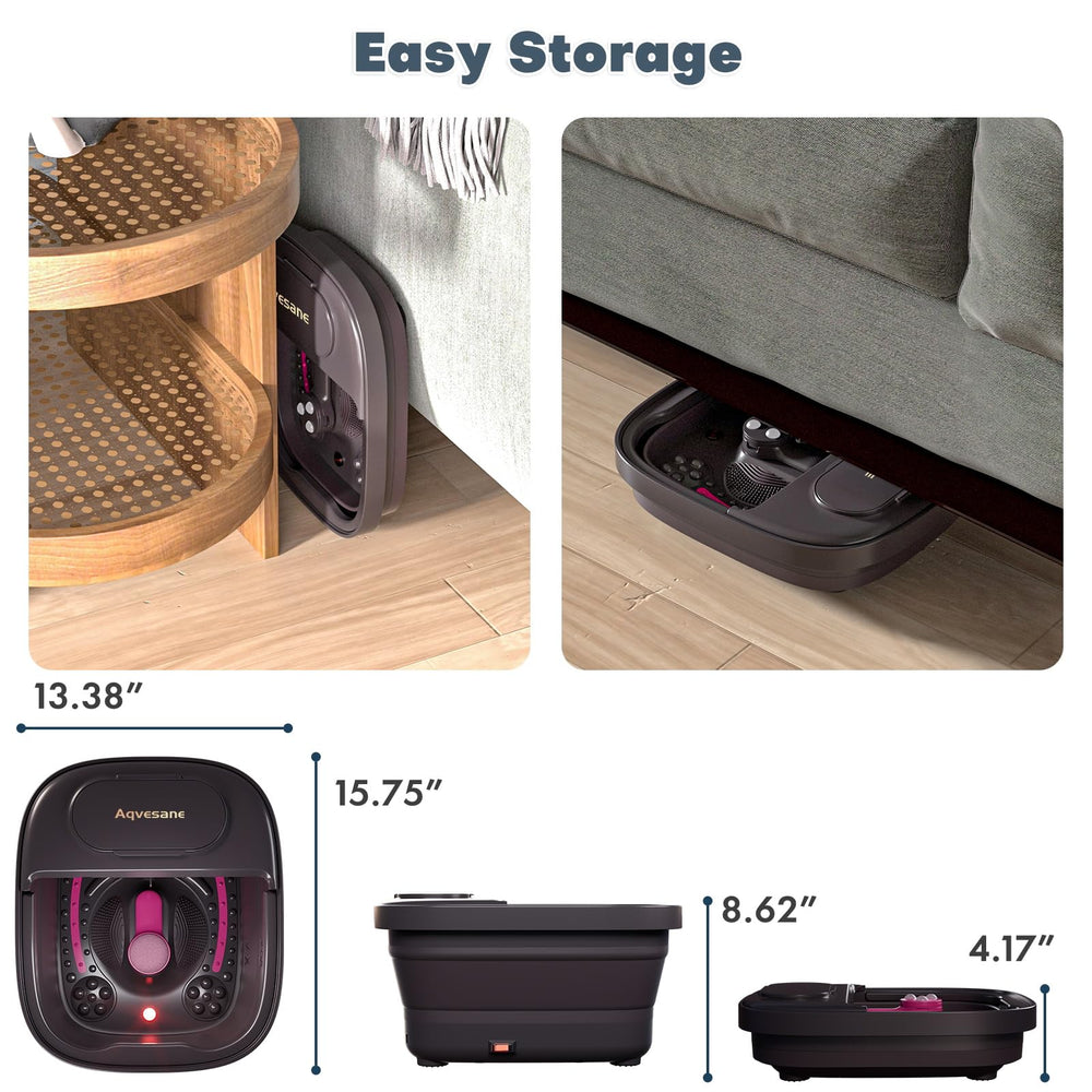 Aqvesane foot bath in use with relaxed feet and warm water.