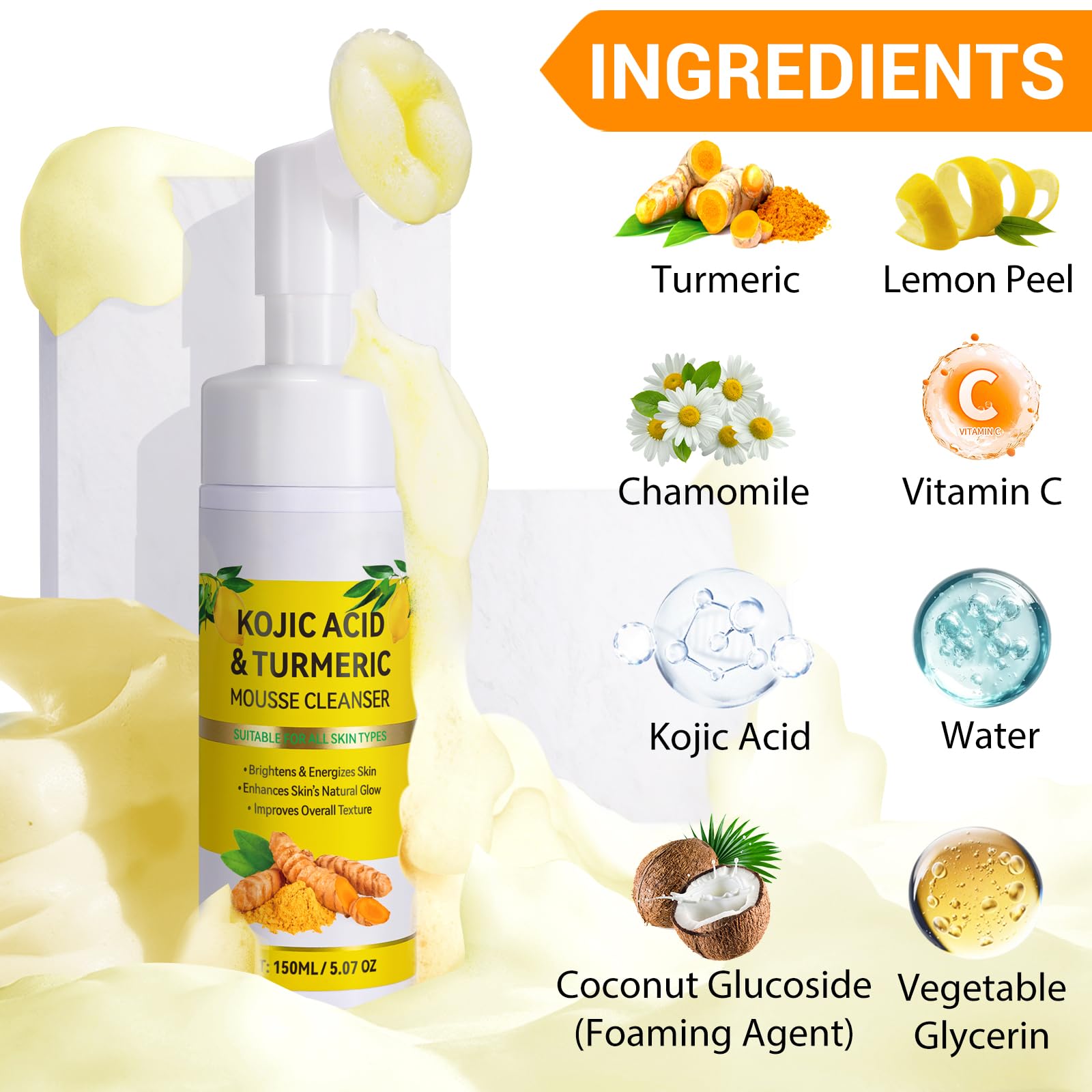 A r b c r n Turmeric Cleanser 150ml jar in-hand, everyday facial ritual.