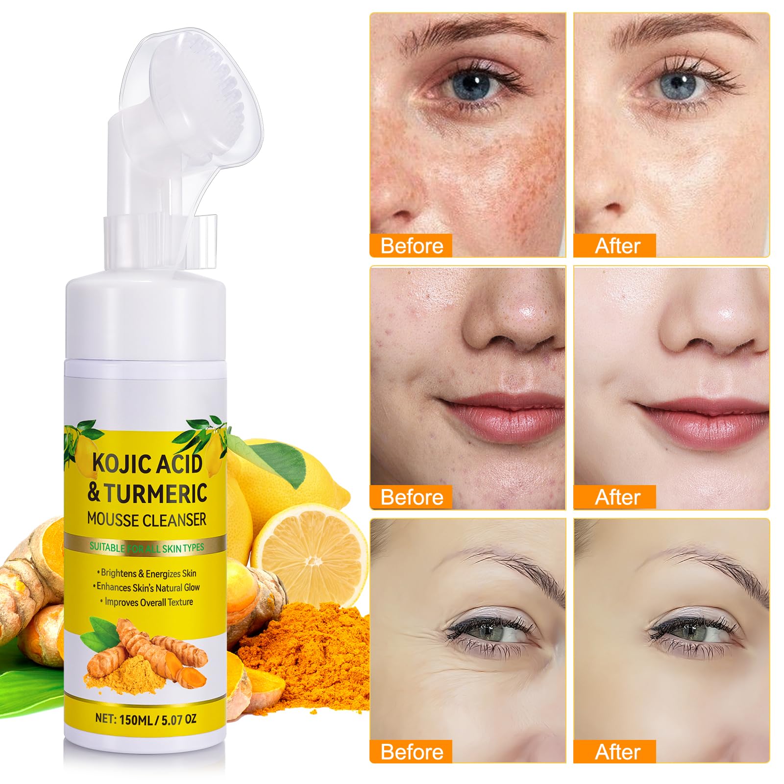 A r b c r n Turmeric Cleanser bottle close-up showing compact jar.