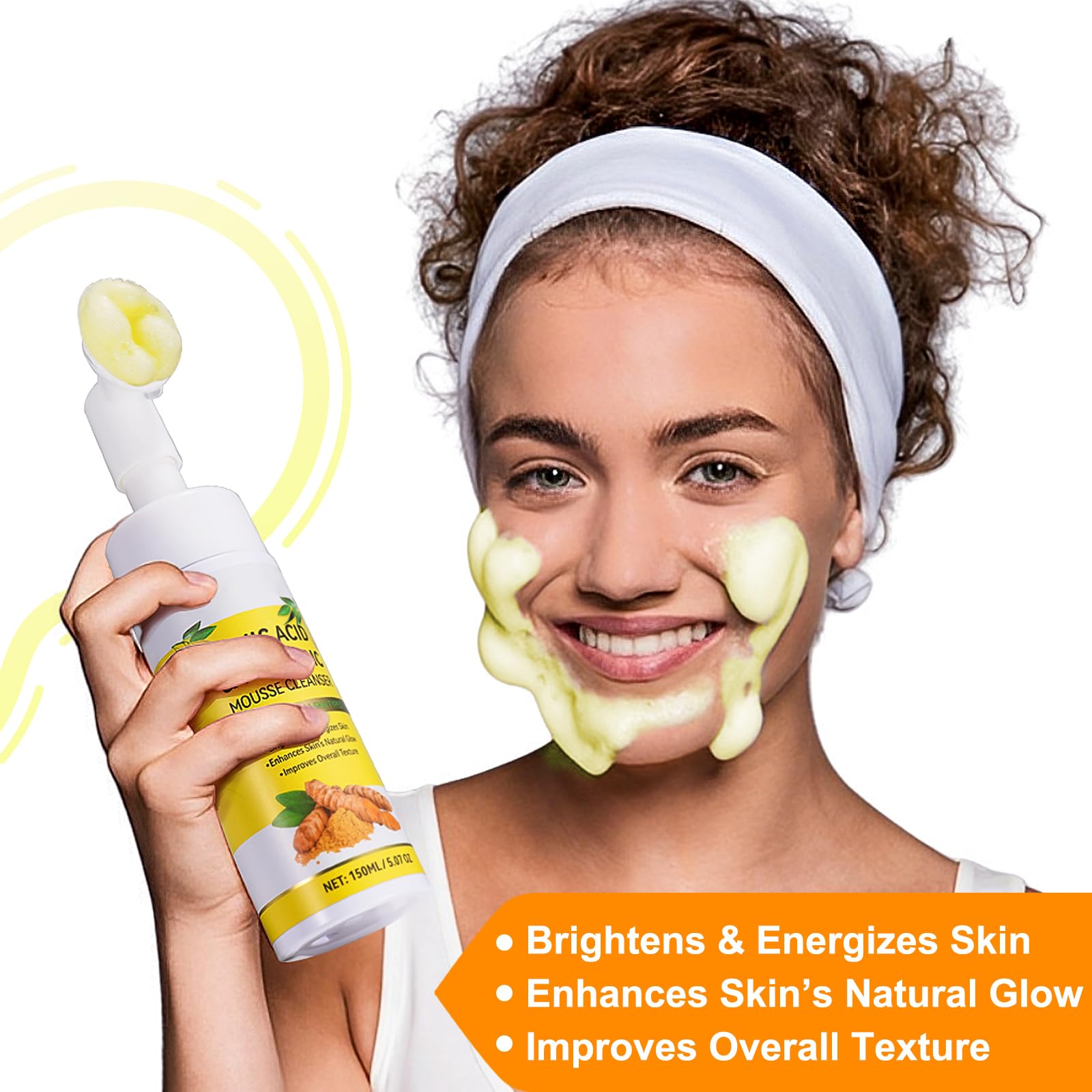 A r b c r n Turmeric Cleanser foam pump pour, soothing lather for daily use.