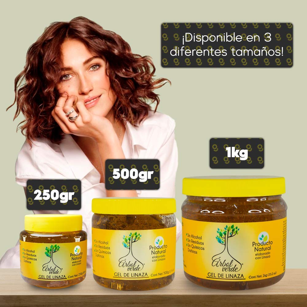 Arbol Verde Linseed Hair Gel packaging on display emphasizes clean, natural formula.
