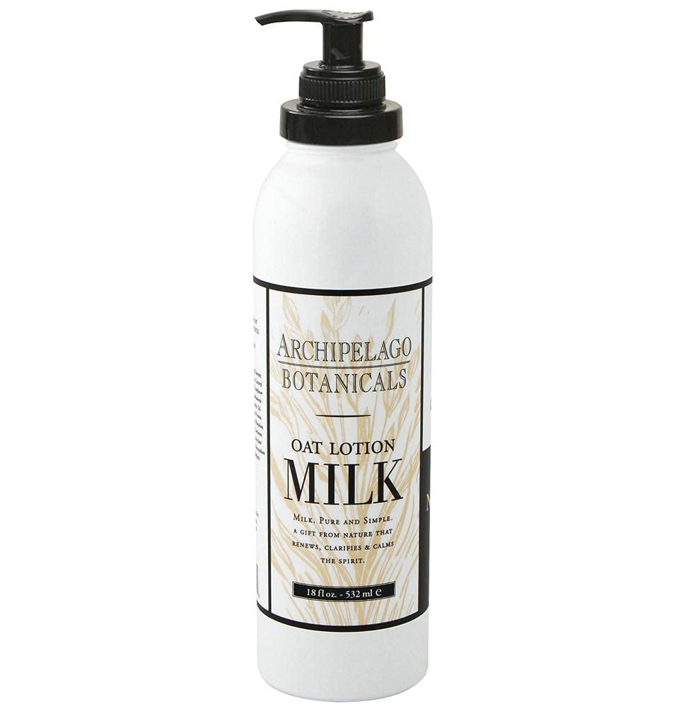 Archipelago Botanicals Oat Milk Lotion packaging highlights clean design and hydration benefits