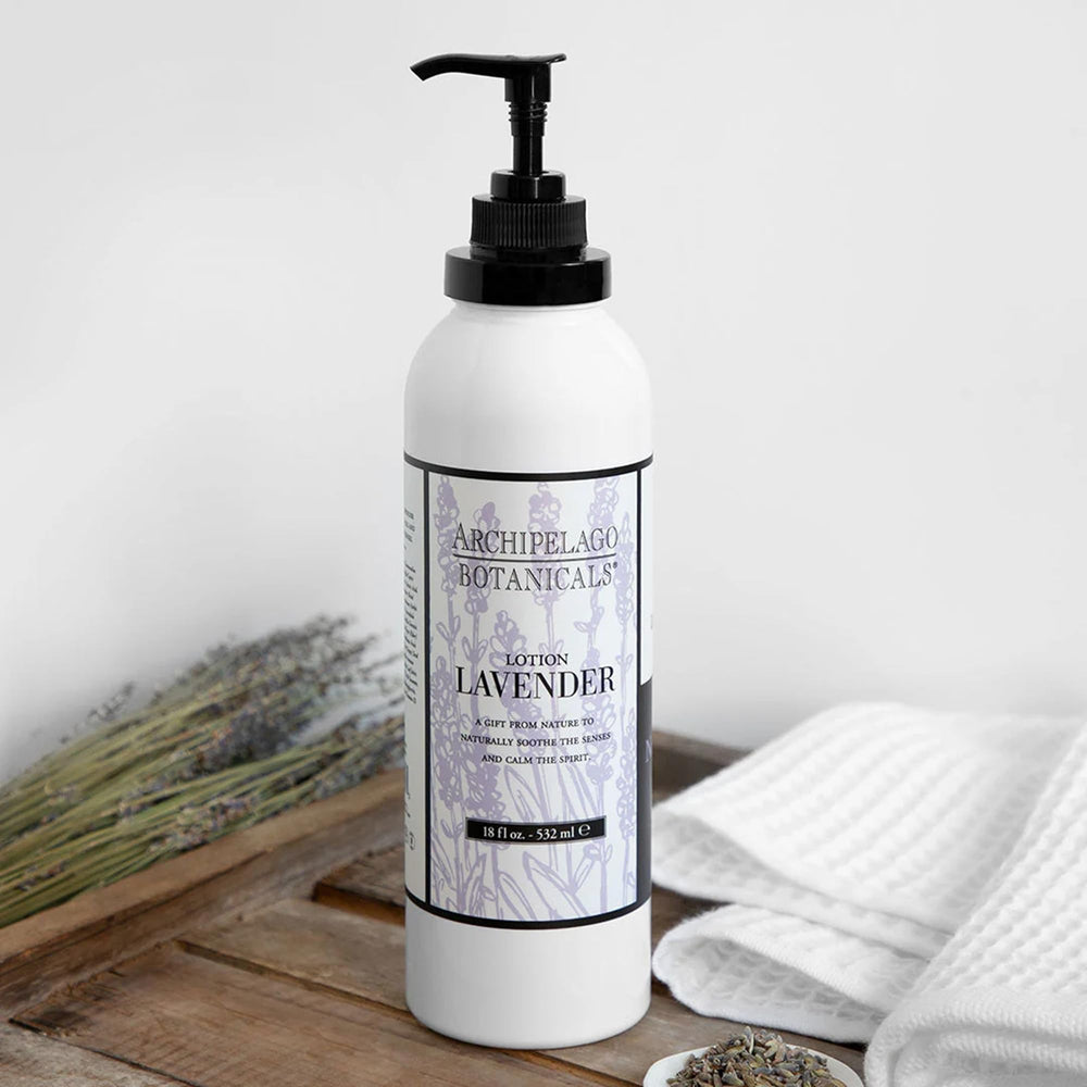 Archipelago Lavender Lotion application shows smooth, non-greasy finish.
