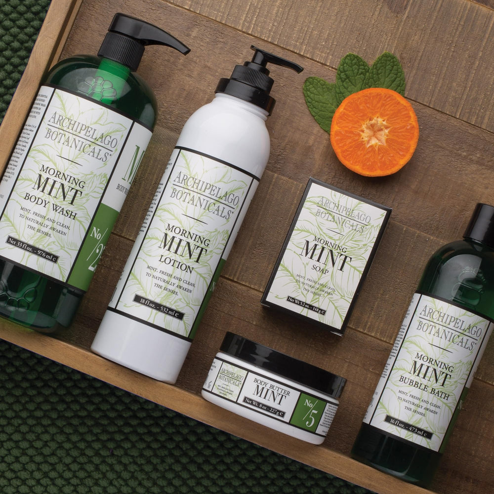 Archipelago Botanicals Morning Mint ingredients emphasize botanical oils for skin hydration