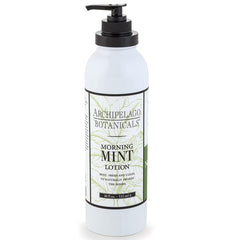 Archipelago Morning Mint Lotion bottle pour demonstrates quick hydration for daily use.