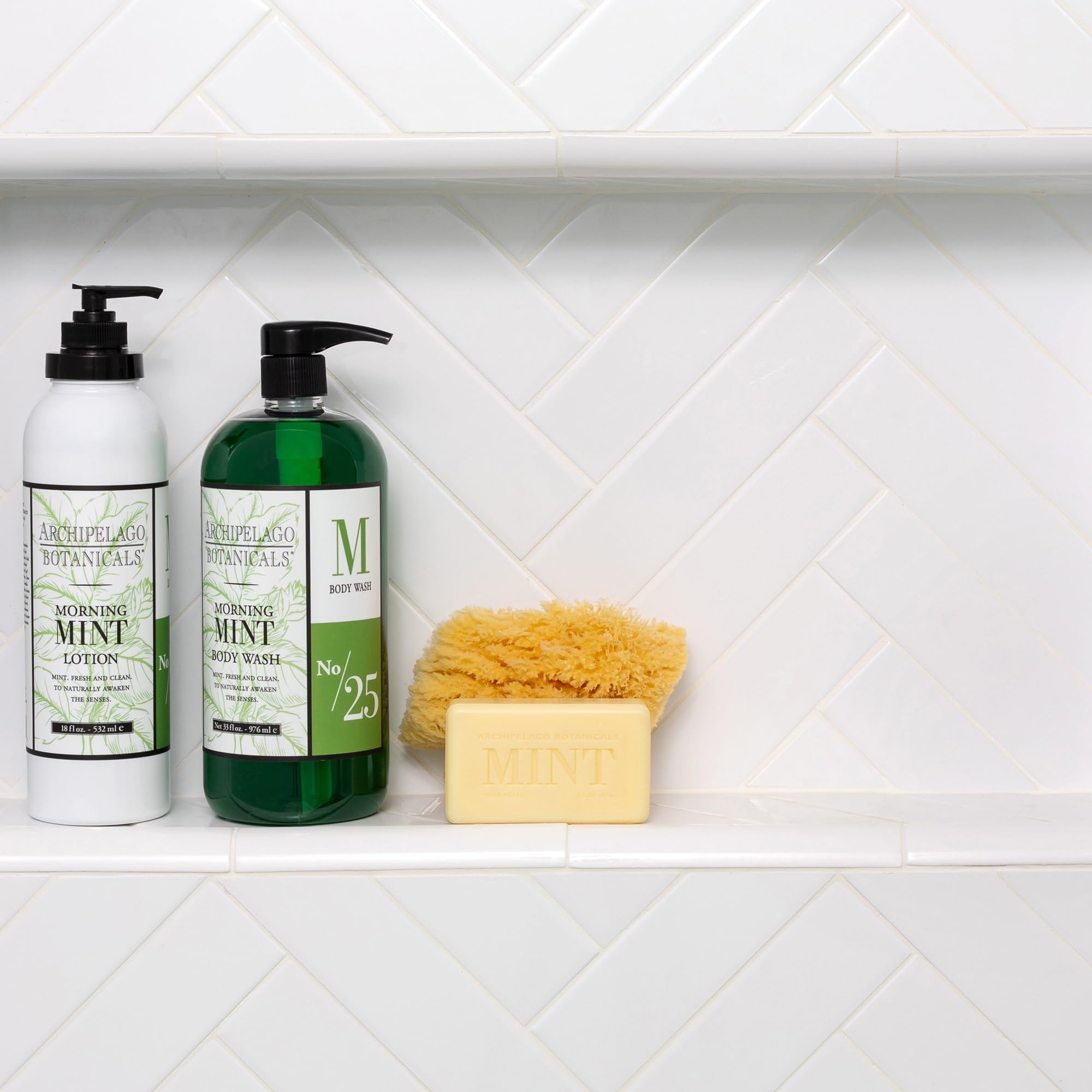 Archipelago Botanicals Morning Mint packaging highlights paraben- and GMO-free cleansing