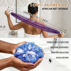 ARCH&M authentic African net sponge close-up highlighting radiant-skin benefits.