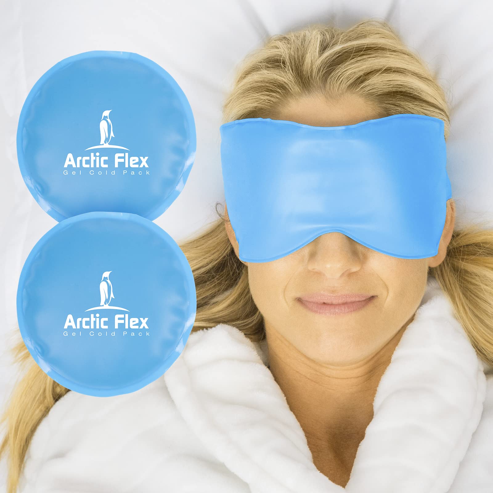 Arctic Flex cold eye mask for cooling sleep relief and puffiness reduction.