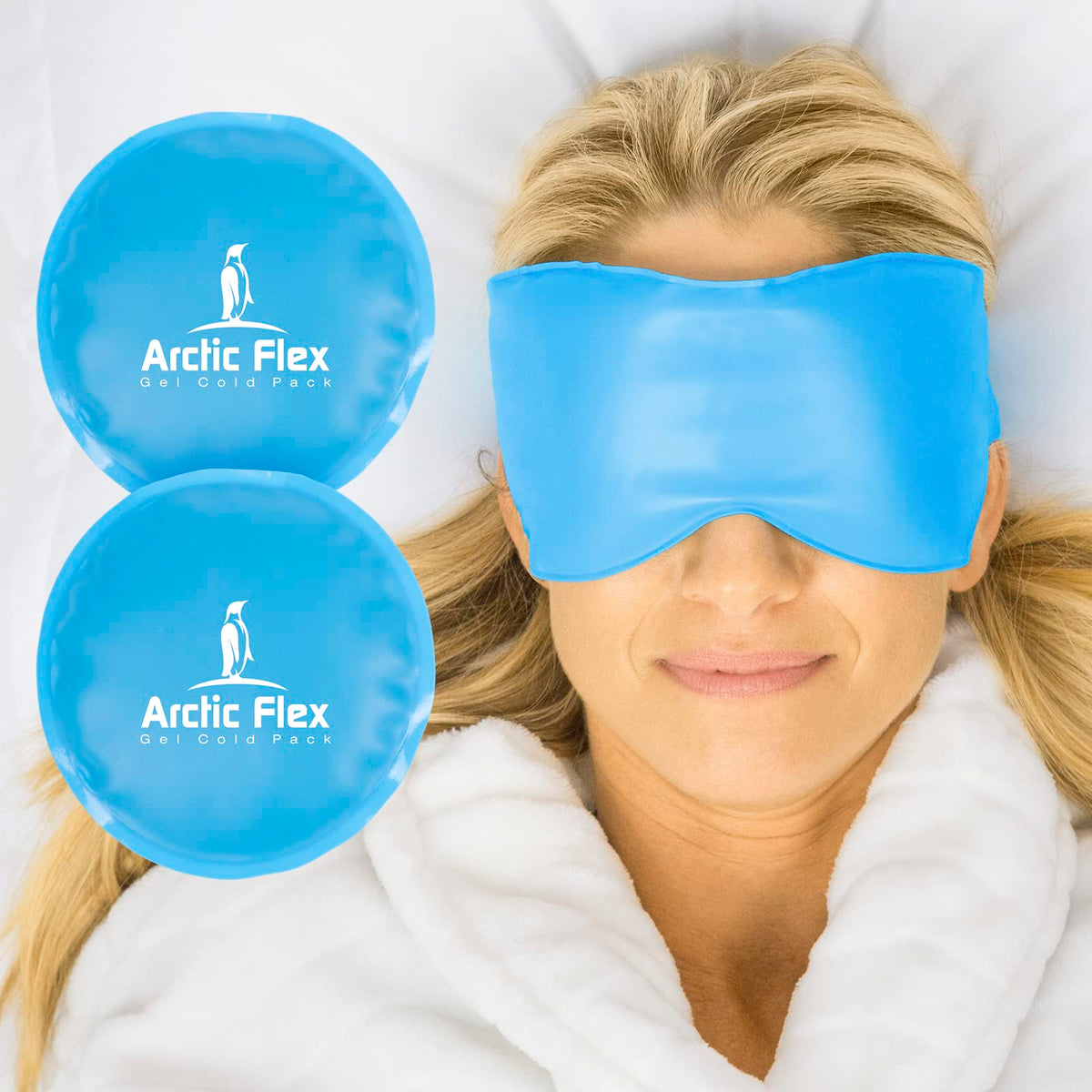 Arctic Flex cold eye mask for cooling sleep relief and puffiness reduction.
