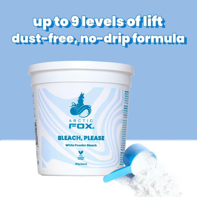 ARCTIC FOX Bleach Please mixing bowl demonstrates fast-acting formula for quick processing.