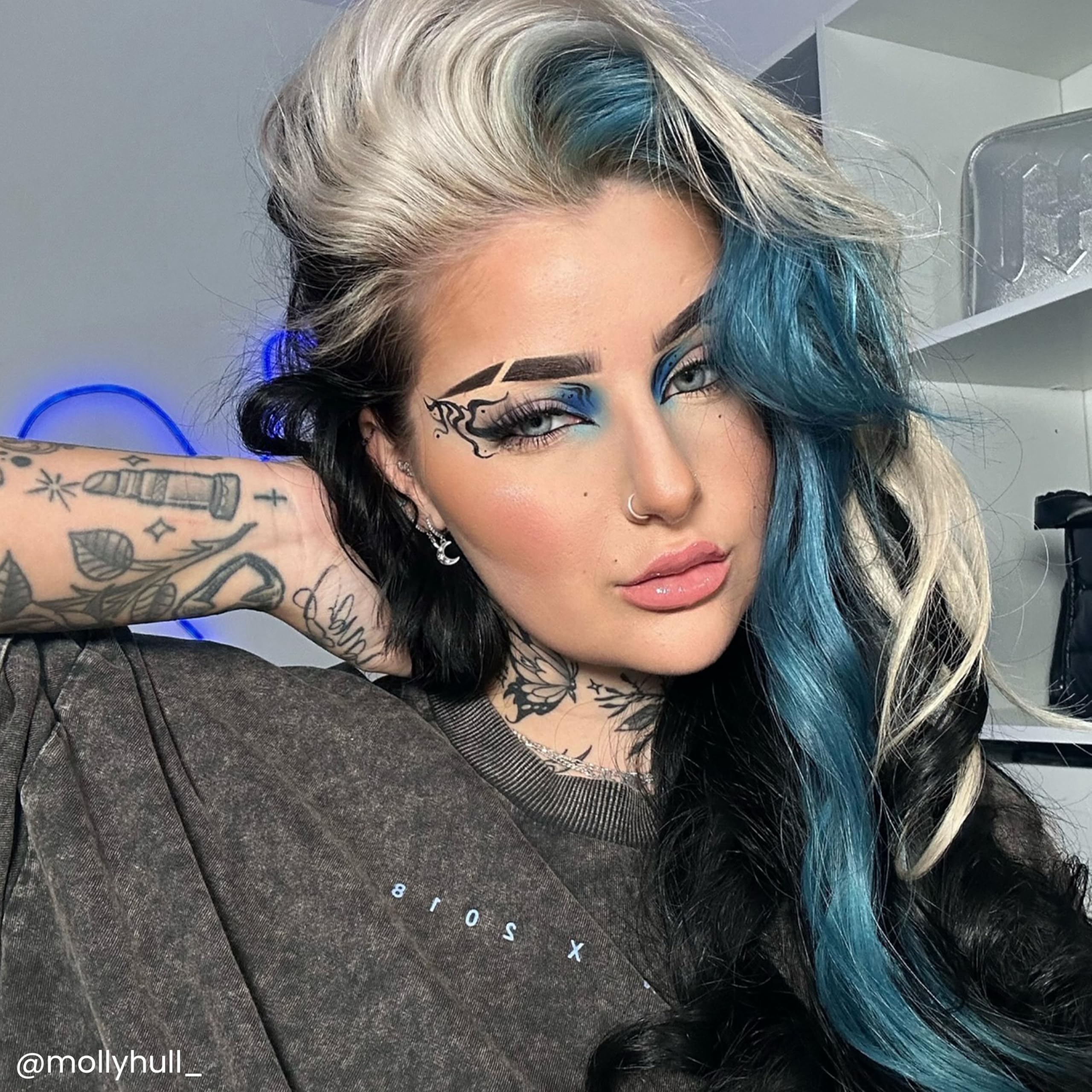 ARCTIC FOX Blue Jean Baby on model hair showcasing a smoky midnight blue result