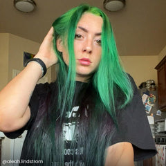 ARCTIC FOX Phantom Green applied to hair for a rich forest green finish.