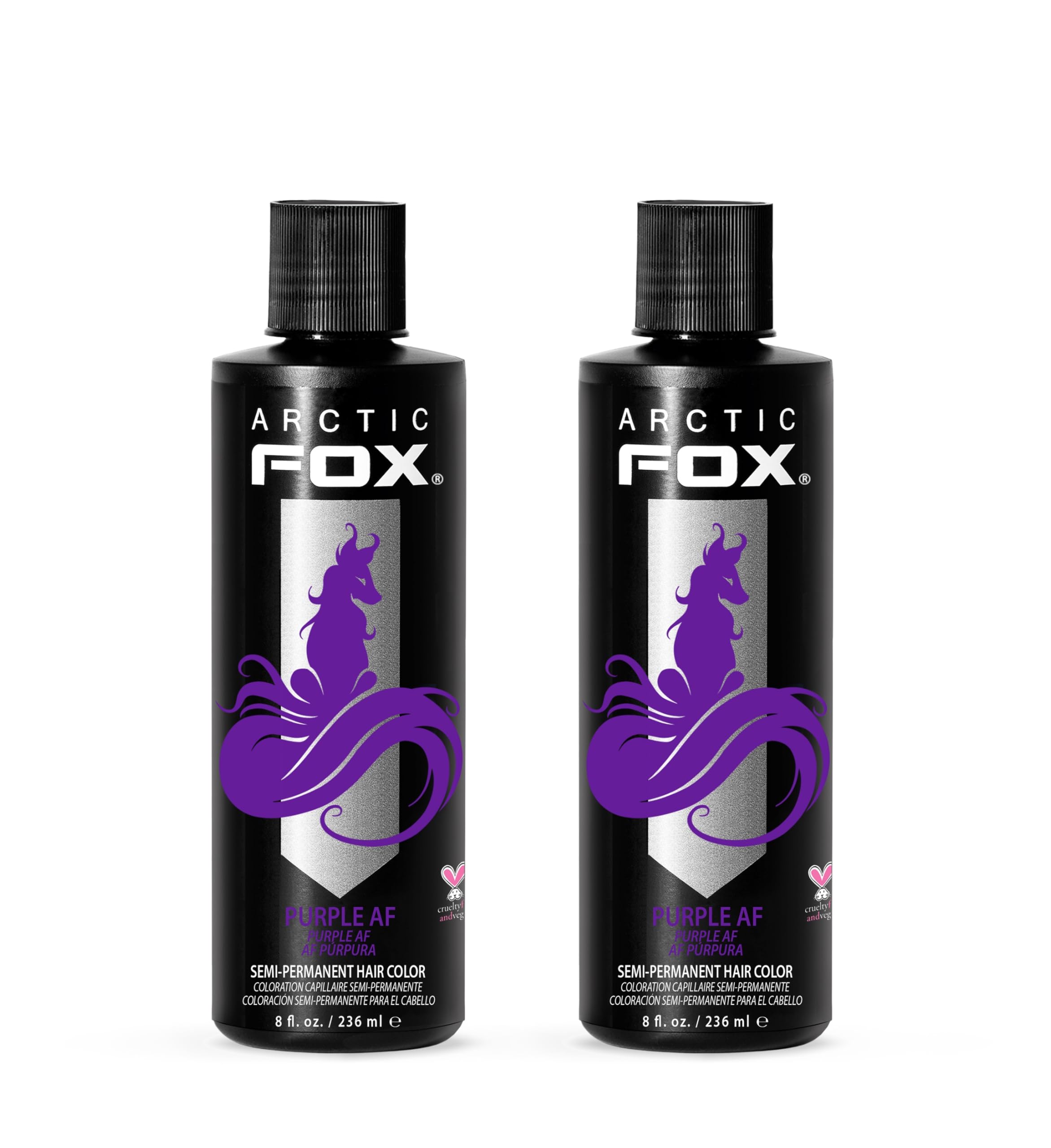 ARCTIC FOX Purple AF pack shot shows two 8oz bottles for vegan color