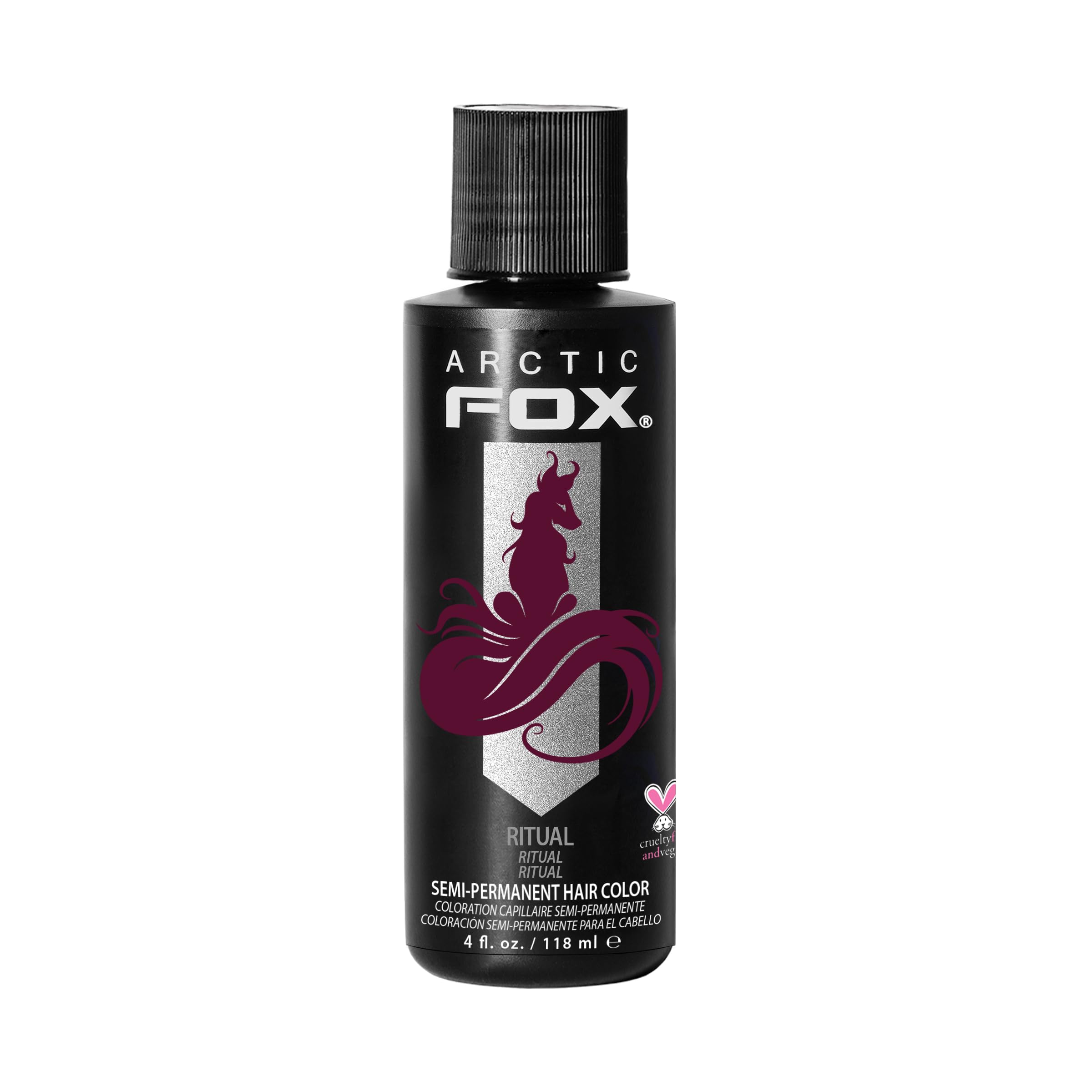 ARCTIC FOX Ritual burgundy bottle shows vibrant color for bold self-expression.