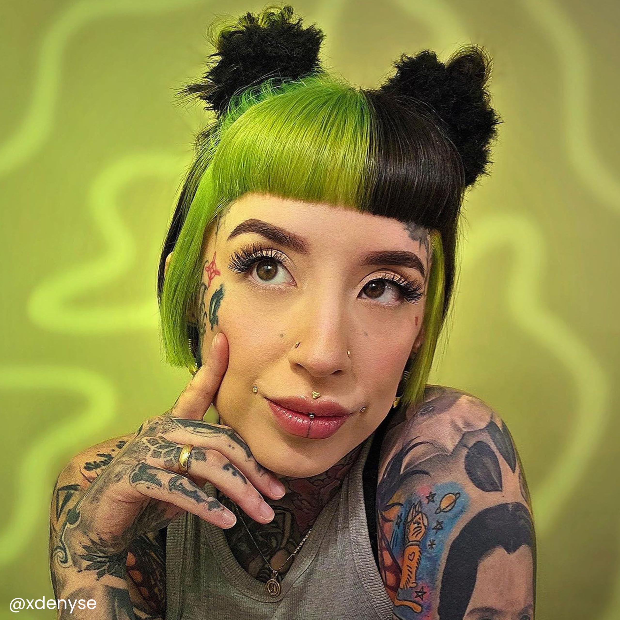 Arctic Fox Space Cowgirl swatch shows vibrant electric green shade