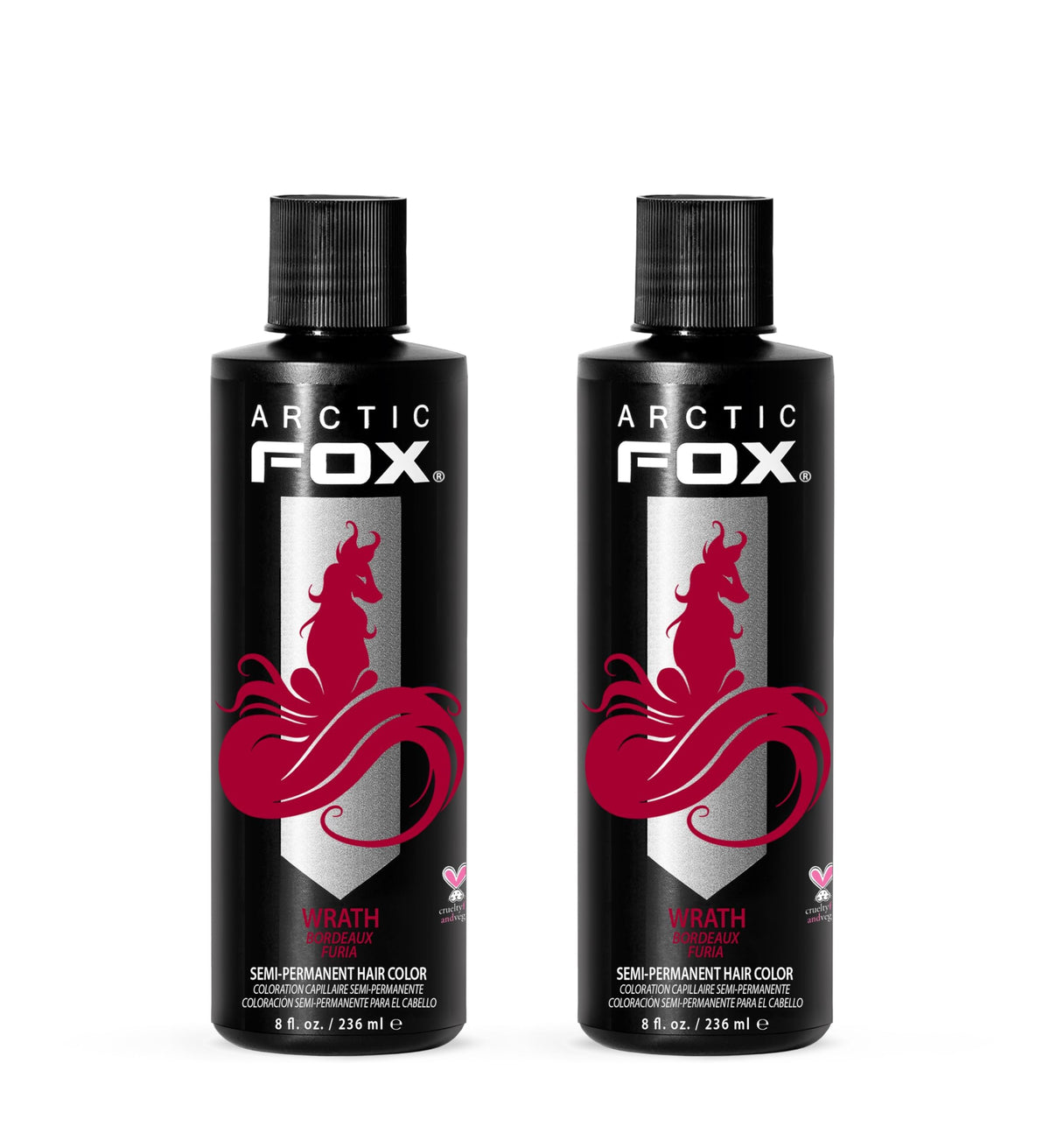 ARCTIC FOX Wrath dye tube for vibrant, conditioning color application.