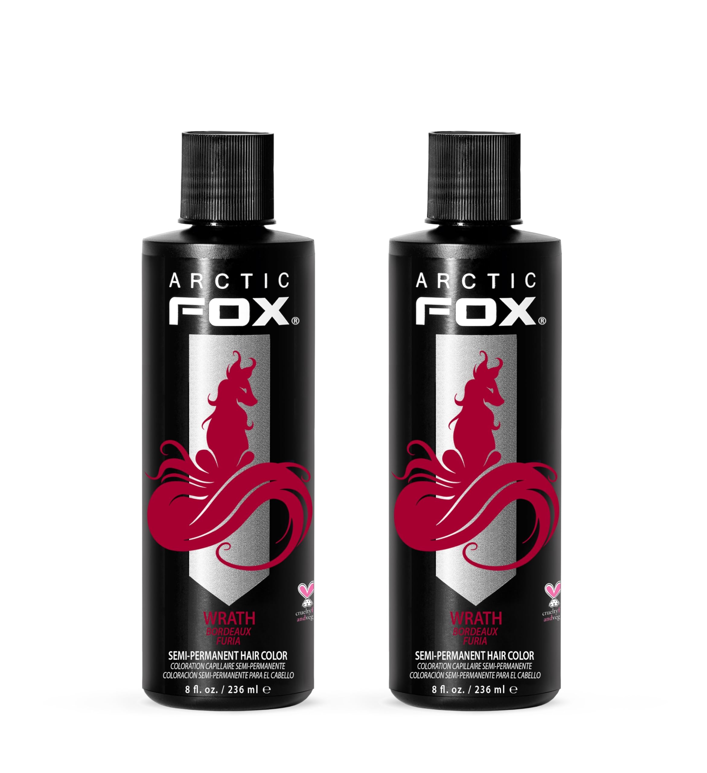 ARCTIC FOX Wrath dye tube for vibrant, conditioning color application.