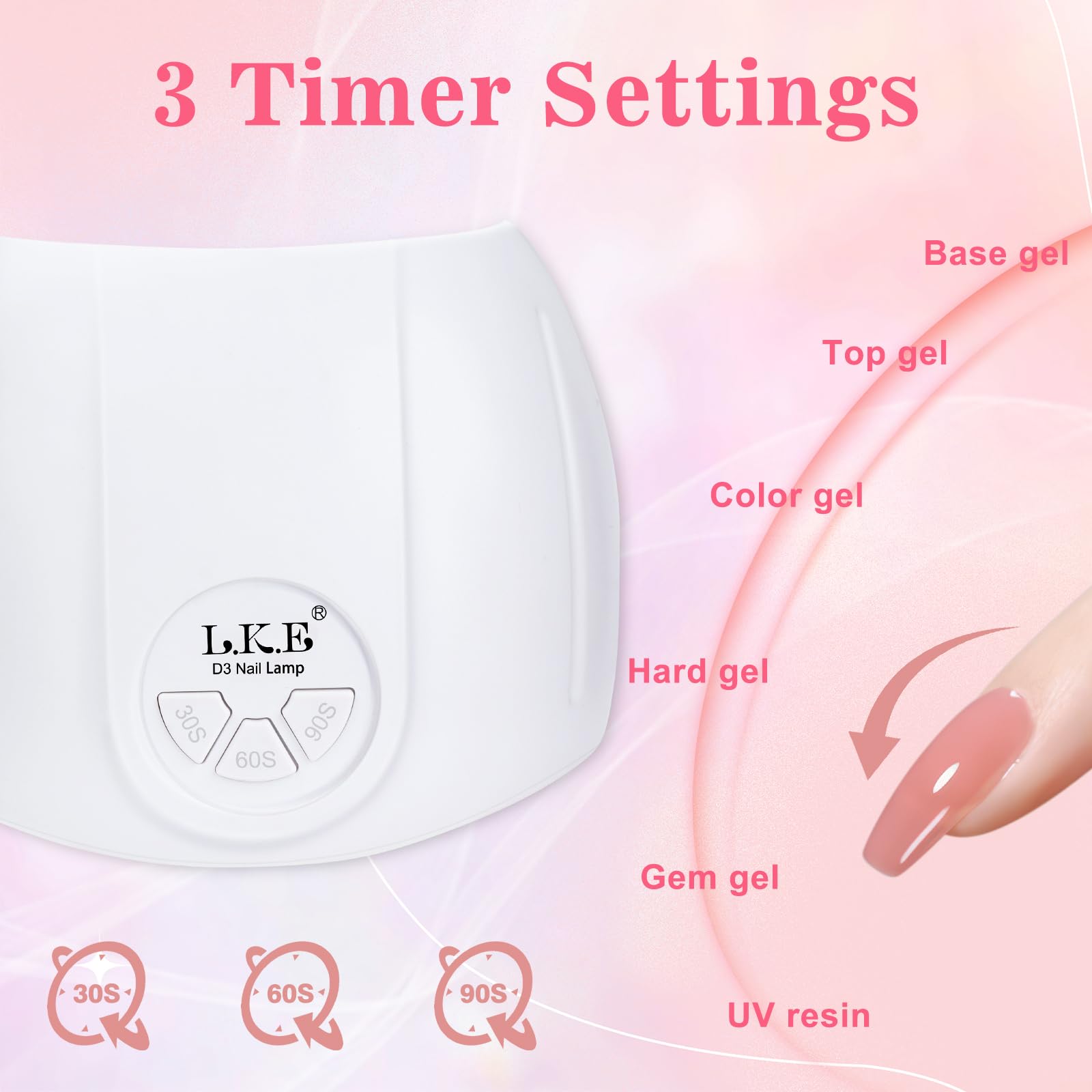 ARCWEISSO UV Nail Lamp side angle highlights slim profile for desk setup and portability.