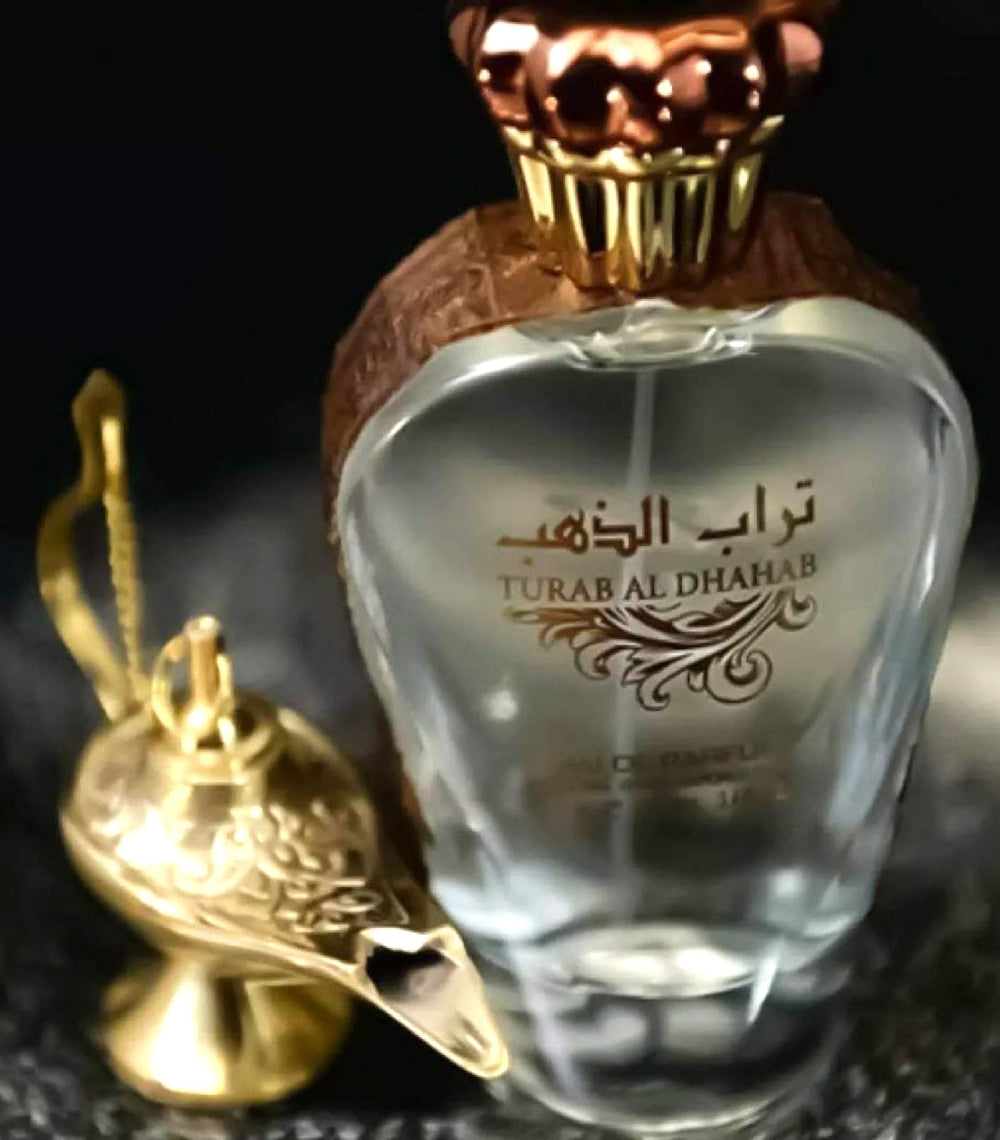 Turab Al Dhahab top notes highlight bergamot and coconut for a bright tropical cue