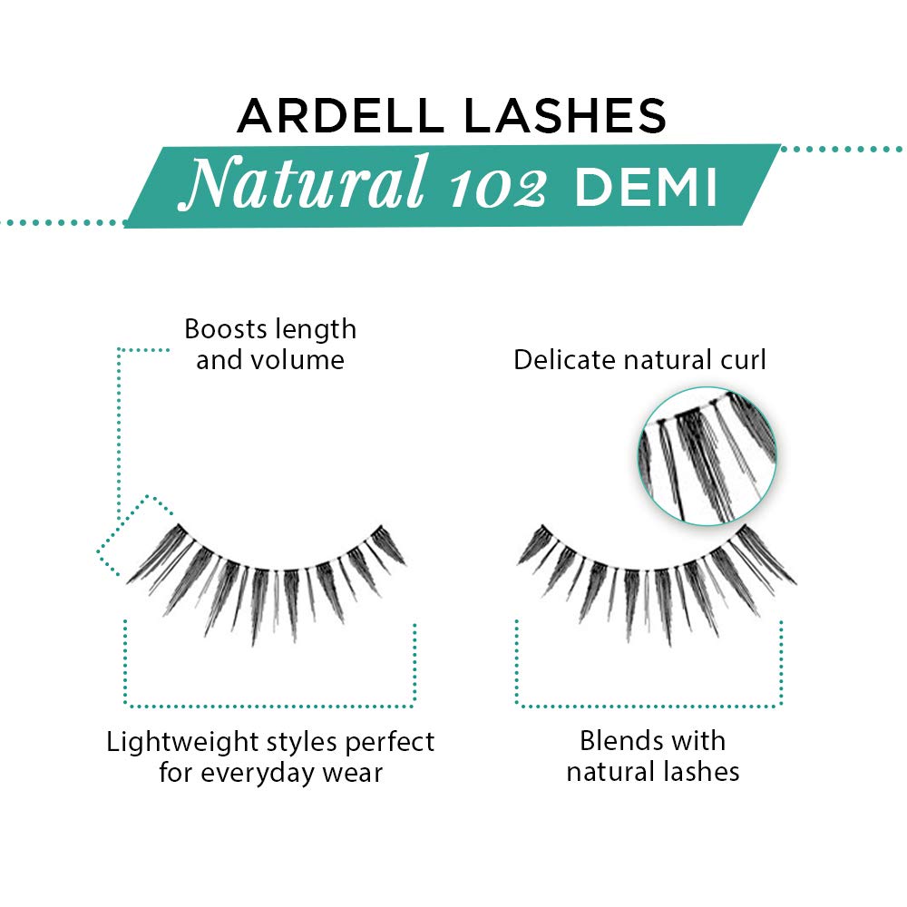 Ardell 102 Demi Black lash strip close-up emphasizes comfortable fit and easy application.