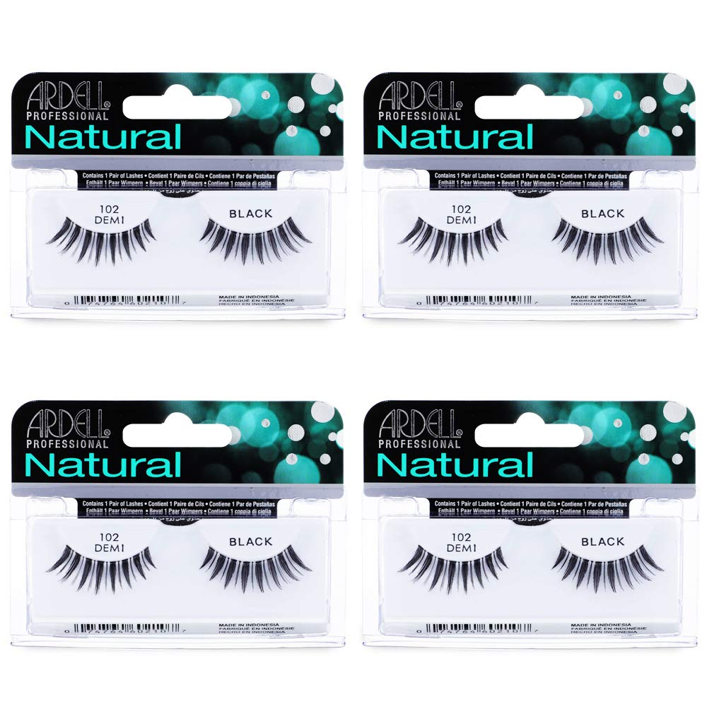 Ardell 102 Demi Black pack front shows lightweight, reusable lashes for everyday glam.