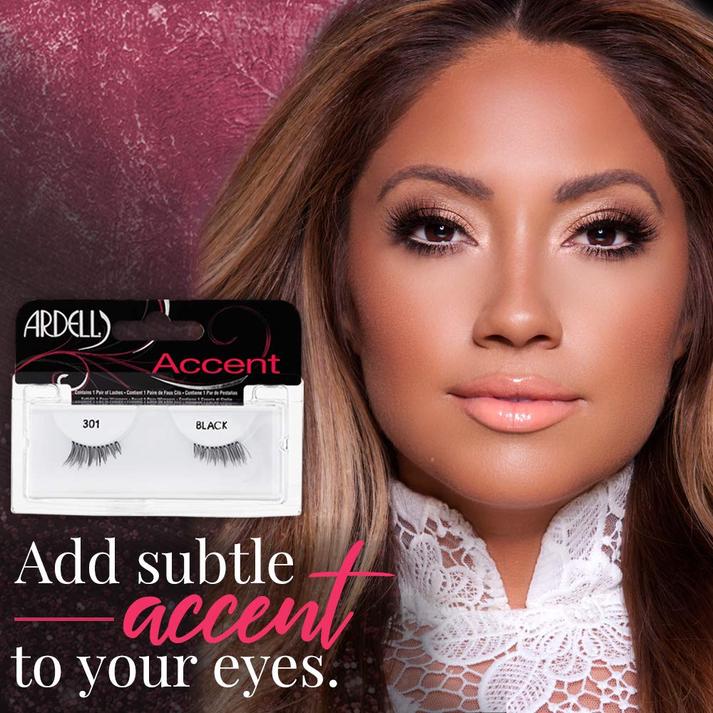 Ardell Accent Half Lashes 301 emphasize outer corners for added drama.