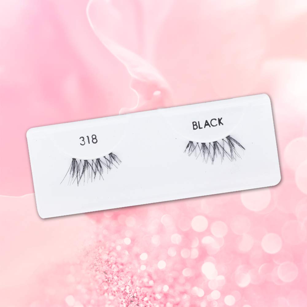 Ardell Accent Half Lashes 318 application on the eye demonstrates lightweight band and comfortable wear.